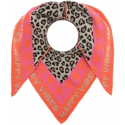 Modetuch ZWILLINGSHERZ "verbindet Leomuster mit Herzen und Schrift", Damen, orange, Obermaterial: 50% Baumwolle, 50% Polyester, modisch, Modetücher
