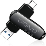 DIDIVO USB C Stick 256GB USB C Flash Laufwerk 2 in 1 USB 3.0 Typ C Speicherstick OTG USB Stick Pen-Laufwerk Externer Speicher für USB-C-Smartphones, Tablets, Neues MacBook, Laptops,PC (256GB, Schwarz)