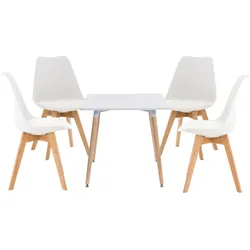 CLP Essgruppe Lente für die Küche   Tisch und Stuhl-Set im skandinavischen Design   5-teiliges Set, stapelbare Stühle, platzsparend & modern