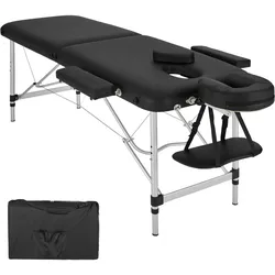 TECTAKE 2 Zonen Massageliege mit Polsterung und Aluminiumgestellschwarz