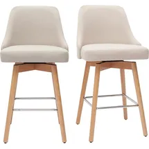 miliboo Skandinavische Barhocker aus beigem Stoff und massivem Buchenholz H65 cm (2er-Pack) Hasta