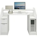 ML-Design Schreibtisch Computertisch Einstellbar Laptoptisch Gamingtisch PC 123,2 cm Weiß