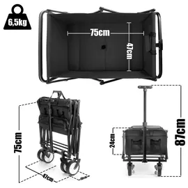 BigDean Bollerwagen faltbar bis 80 kg schwarz