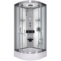 AcquaVapore D58-60T0 Komplettdusche mit Schiebetür 100 x 100 cm weiß Sicherheitsglas