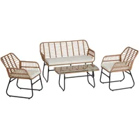 Tectake tectake® Rattan Sitzgruppe Molfetta XL für 4 Personen