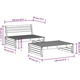 vidaXL 2-tlg. Garten-Lounge-Set Grau Massivholz Kiefer