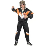 Foxxeo 80er Jahre Kostüm für Erwachsene Premium 80s Trainingsanzug Assianzug Assi - Herren Größe S-XXXXL - Fasching Karneval Anzug, Farbe schwarz orange weiss, Größe: XXL