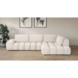 Ecksofa INOSIGN "AZITA klein, L-Form, elegant und bequem Designsofa", beige, B:296cm H:89cm T:176,5cm, 100% Polyester, Sofas, lose Rückenkissen, traumhafte Steppung, Maße B/T/H: 296/176,5/89 cm
