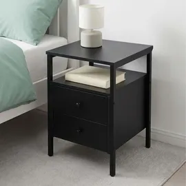 Relaxdays Nachtschrank 2 Schubladen 40 x 40 x 61 cm Schwarz