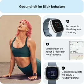 Fitbit Versa 4 aluminium platin/wasserfallblau