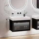 neoro n80 albus Unterschrank B: 80 cm mit 1 Auszug, mit profilierter Glasfront, Waschtisch area B: 80.5 BN0158WM+BN0432PG