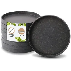 BIOZOYG 60 Stück Mehrwegteller Ø20cm Wiederverwendbar Spülmaschinenfest Mikrowellengeeignet Umweltfreundlich Plastikteller für Restaurants & Catering