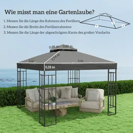 Outsunny Ersatzdach 300 x 3 m Dunkelgrau