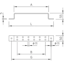 OBO 5016045 Erdungsschiene für 6 Anschlussleitungen 50x5mm Stahl tauchfeuerverzinkt 1805 6 FT