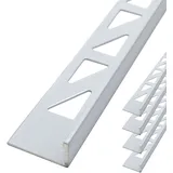 Dalsys Fliesenschiene Aluminium (eloxiert, Weiß 2,5m x 8mm, 5 Stück, Fliesenprofil