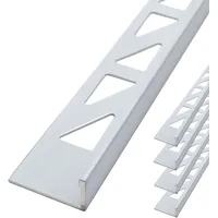 Dalsys Fliesenschiene Aluminium (eloxiert, Weiß 2,5m x 8mm, 5 Stück, Fliesenprofil