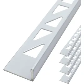 Dalsys Fliesenschiene Aluminium (eloxiert, Weiß 2,5m x 8mm, 5 Stück, Fliesenprofil