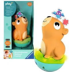 Ravensburger 4874 play+ Musikalischer Stehauf-Kreisel: Capybara, Roly-Poly, Steh-auf-Männchen, Licht- und Sound-Spielzeug