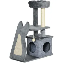 PawHut Kratzbaum mit Kratzbrett grau, natur 60L x 30B x 83H cm