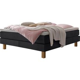 Hasena Boxspringbett 140-180 cm braun / Dunkelgrau, Liegefläche:140 x 200 cm, Topper:Superio-Topper