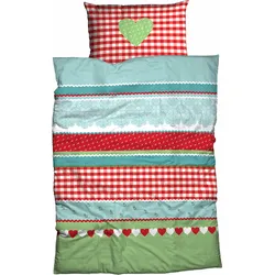 CASATEX Bettwäsche »Herz-Karo«, niedlichem Herz-Karo Design CASATEX rot/grün B/L: 240 cm x 220 cm