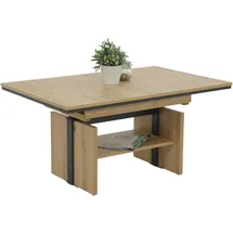 HELA Tische Hela Tische, Funktionscouchtisch Ingo, Holzwerkstoff melaminbeschichtet, Artisan Eiche-Dekor, ausziehbar, höhenverstellbar, mit Lift 53-72cm