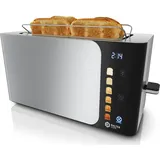 Balter Toaster 4 Scheiben, Langschlitz, Edelstahl, Brötchenaufsatz, LCD Display, Auftaufunktion, Brotzentrierung, Krümelschublade TS-44 Silber