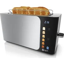 Balter Toaster 4 Scheiben, Langschlitz, Edelstahl, Brötchenaufsatz, LCD Display, Auftaufunktion, Brotzentrierung, Krümelschublade TS-44 Silber