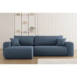 kaiser möbel Ecksofa mit Schlaffunktion und für Bettzeug, L-förmiges Sofa, Capri Stoff Verita Links Marineblau