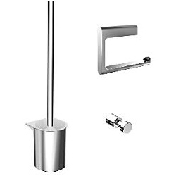 Emco Flow WC Set, chrom, 3 teilig,  Papierhalter, WC-Bürste. Handtuchhaken