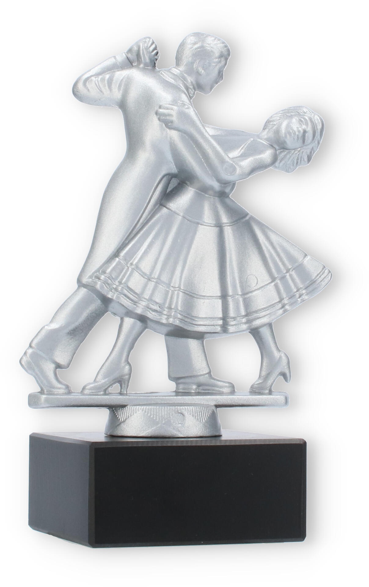 Pokal Metallfigur Tanzpaar silbermetallic auf schwarzem Marmorsockel 15,0cm
