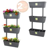 GarPet 2x 3er Set Pflanzkübel mit Sichtschutz Pflanzkübel 100cm hoch Raumteiler hoher Blumentopf Sichtschutz Pflanzgefäß Pflanztopf Balkon Terrasse