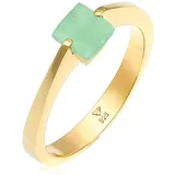Elli PREMIUM Jade Grün Viereck Klassik 925 Silber vergoldet 52 Damen