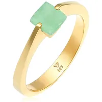 Elli PREMIUM Jade Grün Viereck Klassik 925 Silber vergoldet 52 Damen