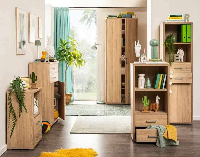 decodom Regal Point Plus Holzoptik Braun Eiche Sägerau