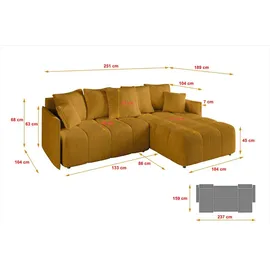 altdecor Ecksofa LONLI-L Cord 2-Sitzer Gelb