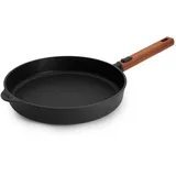 WOLL Eco Logic QXR Guss-Flachpfanne - Induktiv -, Ø 28 cm, 5 cm hoch, mit abnehmbarem nachhaltigem Holzstiel - Geeignet für alle Herdarten, PFAS-frei, Antihaft-Versiegelung, Aluminiumguss