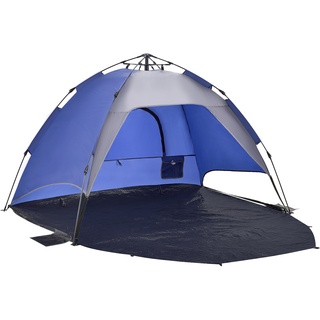[en.casa] Strandmuschel Mullsjö Pop Up Strandzelt 215x135x140cm Blau / Dunkelgrau