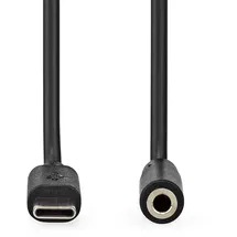 Nedis USB-C Adapter - USB 2.0 - USB-C Stecker - 3.5 mm Buchse - 1.00 m - Rund - Vernickelt - PVC - Schwarz