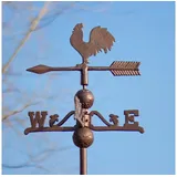 Antikas - Wetterhahn, Wetterfahne, Gusseisen mit Standfuss, Windspiel für Dach und Mauer