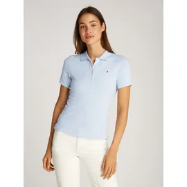 Tommy Hilfiger Poloshirt 1985 Slim Fit Pique Premium«, mit Logostickerei, mit Seitenschlitzen blau (breezy Blue), XXL