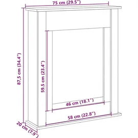 vidaXL Kaminumrandung Räuchereiche 75 x 20 x 87,5 cm