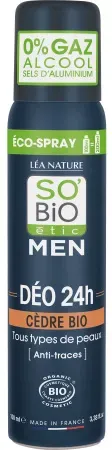 So'Bio Étic Men 24h Deo Zedernholz Alle Hauttypen Bio Spray 100ml