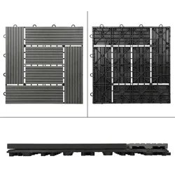 33er Set Terrassenfliesen Balkonfliese Klickfliese Mosaik 30x30cm Anthrazit 3m2