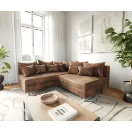 DeLife Ecksofa Clovis Braun Antik Optik Ottomane Links Modulsofa - Braun
