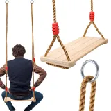 KEILEOHO Holz Schaukelsitz mit Einstellbares Seil, 40 x 16 x 1,2 cm Holzschaukel Indoor Outdoor Garten Schaukel Holz Gartenschaukel Erwachsene, Maximale Kapazität 150kg