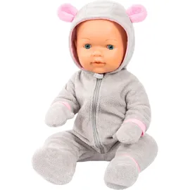 Bayer Puppenkleidung Plüschoverall Grau/Rosa (84205AA)