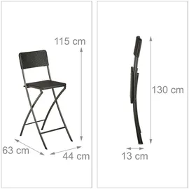 Relaxdays Barhocker klappbar 44 x 115 x 63 cm Schwarz