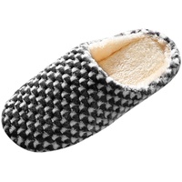 Unisex Gästepantoffeln - Plüsch Pantoffeln Rutschfeste Innenbereich Cozy Slippers Flauschige Schlappen Damen Retro-Mode Filz Hausschlappen Antirutsch-Sohle Mehrfarbig Rutschfeste Flache Slippers - 41 EU