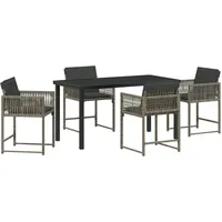 vidaXL Garten Essgruppe 5 pcs Grau Poly Rattan